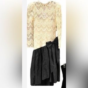 Nancy Bracoloni Size 12,Women's Vintage 80s Style Dresses ivory and black